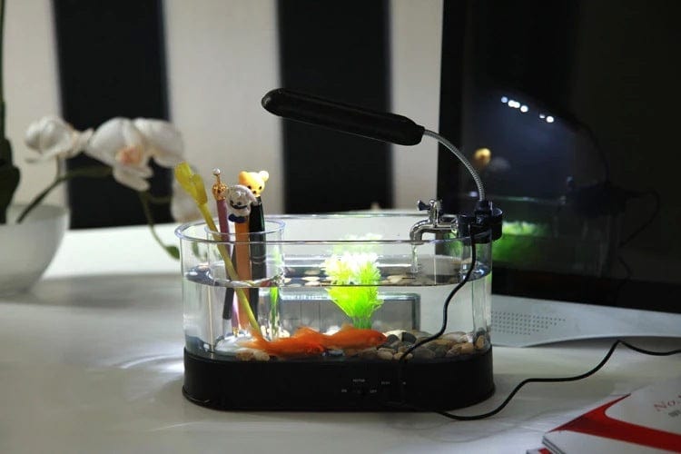 Desktop Mini Aquarium - Time Date Week Temperature Alarm -        SHIPPING IS INCLUDED IN THE PRICE OF THIS PRODUCT