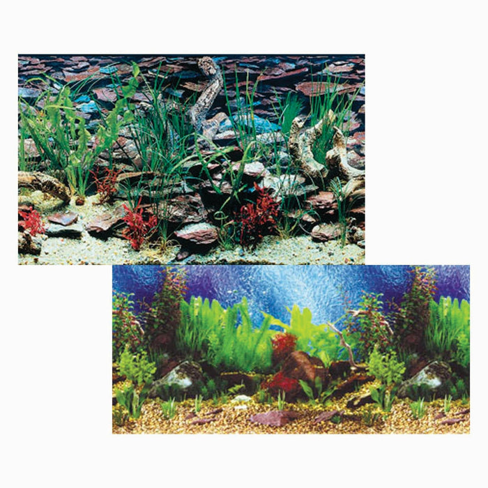 Aquarium Background - Double Sided - Tropical Blue / Shalescape 24" X 48" Penn Plax