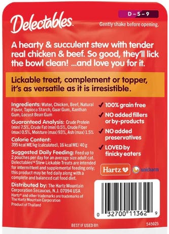 Hartz Delectables Stew Lickable Treat for Cats Chicken and Beef