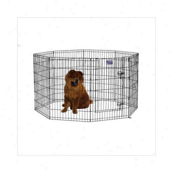 Corral de ejercicio para mascotas Midwest Black E-Coat con puerta de paso, 8 paneles, negro, 24" x 24"