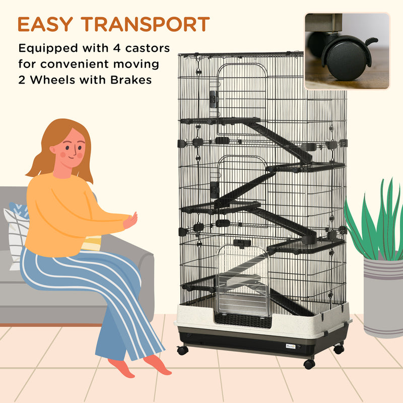 6-tier Platform Rolling Small Animal Cage with a Large Living Space - Ideal for Chinchilla - Ferret - and many more