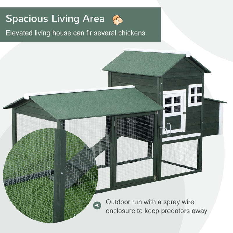 83" Wooden Outdoor Backyard Chicken Coop with Covered Run and Nesting Box