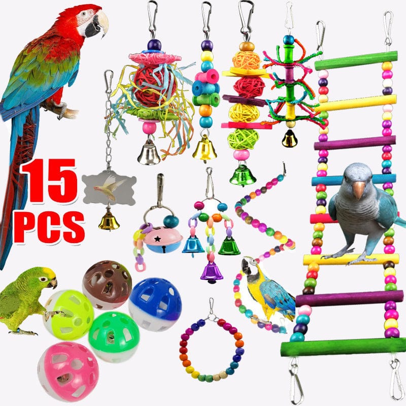 Bird Toy Play Set  10 Piece Or 15 Piece Bird Toy Set - SHIPPING IS INCLUDED IN THE PRICE OF THIS PRODUCT