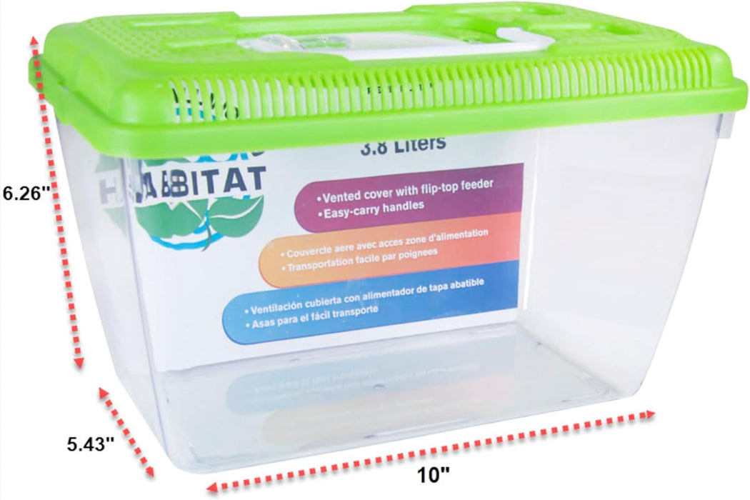 Small World Habitat Plastic Tank 1 Gallon/3.8 Liters (Assorted Lid Colors) Penn Plax