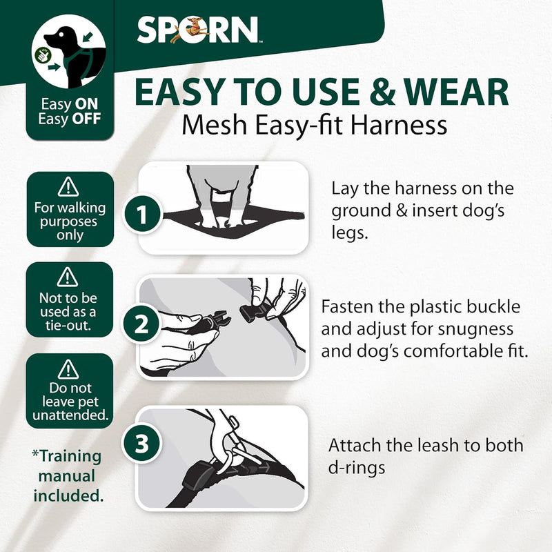 Sporn Easy Fit Dog Harness Gray Medium 19" to 25" Girth (49cm-66cm)