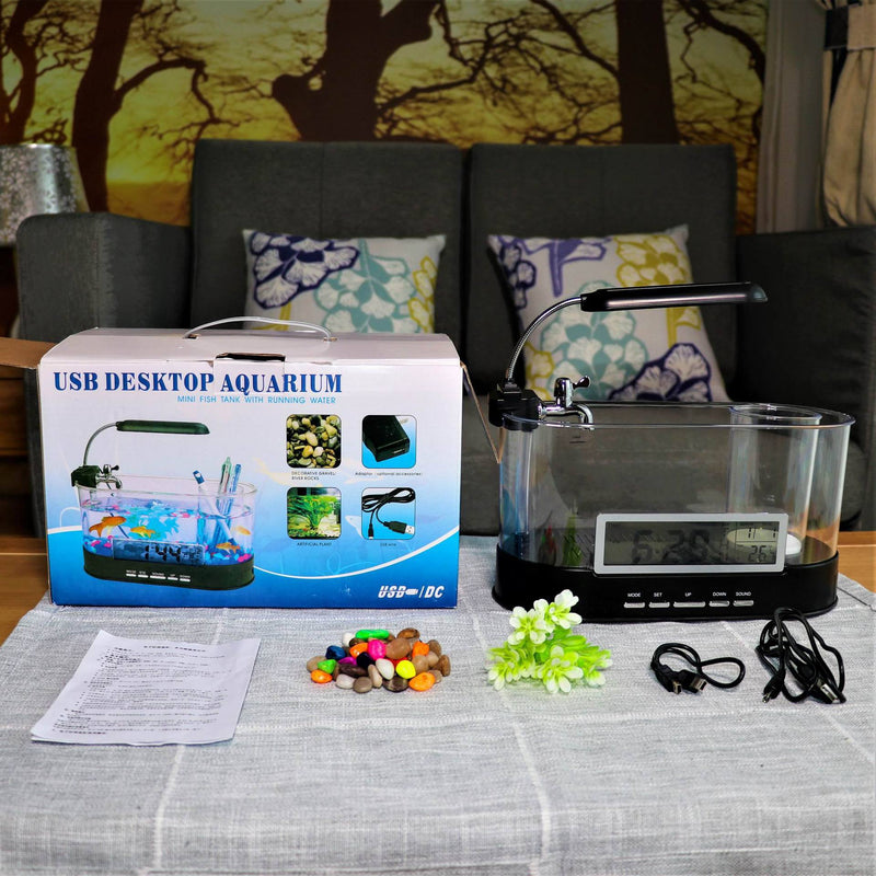 Mini Acuario de Escritorio - Hora Fecha Semana Temperatura Alarma - EL ENVIO ESTÁ INCLUIDO EN EL PRECIO DE ESTE PRODUCTO