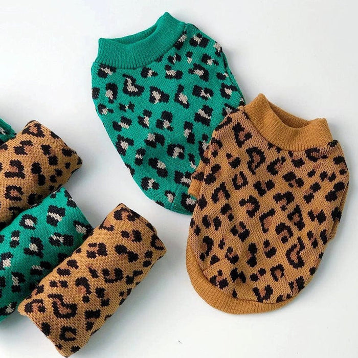 Knitted Leopard-print  Dog Sweater        SHIPPING IS INCLUDED IN THE PRICE OF THIS PRODUCT