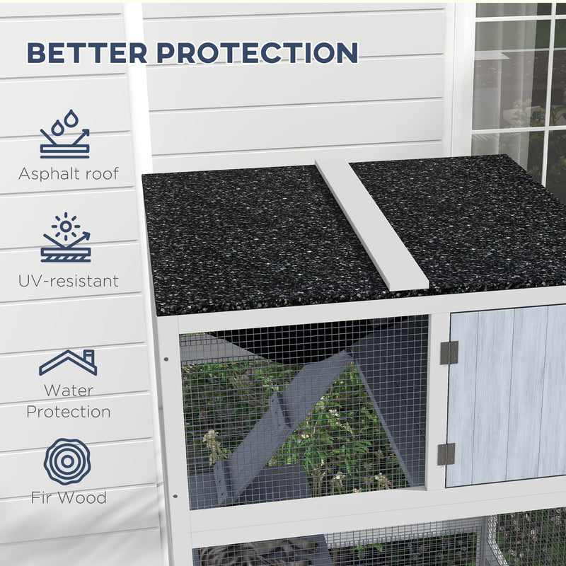 Cat Condo, Outdoor Cat Enclosure House on Wheels with Hammock, Gray