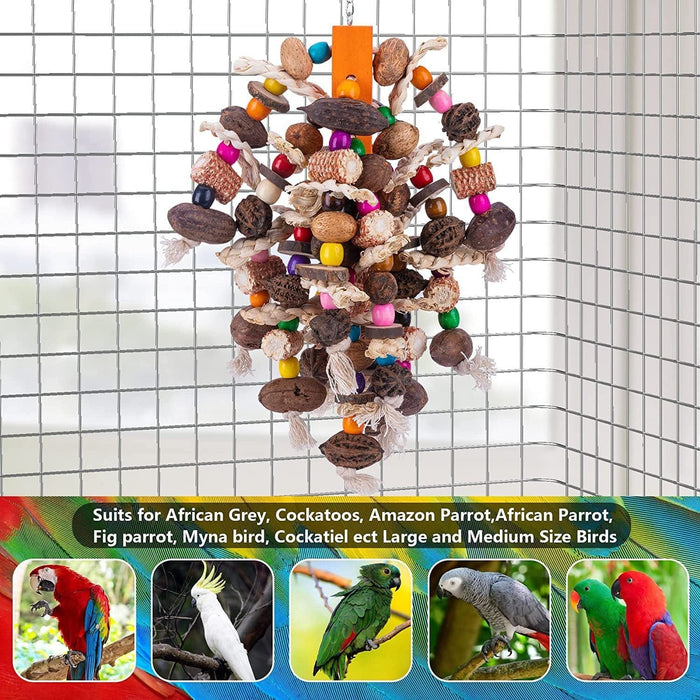 Large Parrots Nibbling On Toy Fruit Skewers - SHIPPING IS INCLUDED IN THE PRICE OF THIS PRODUCT