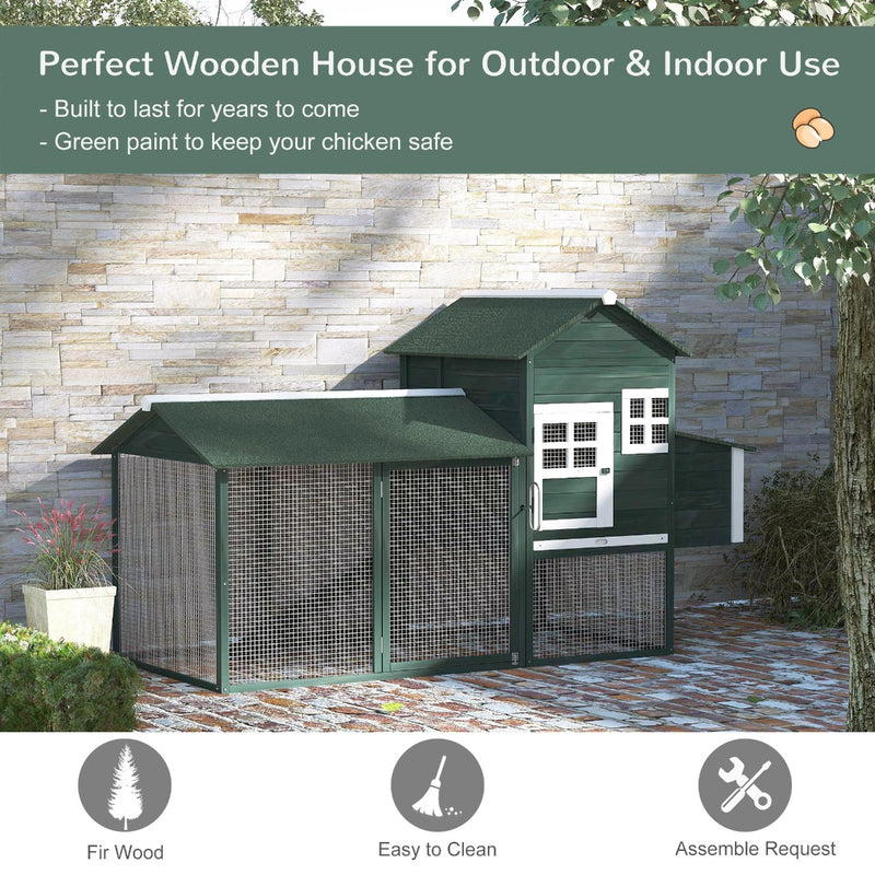 83" Wooden Outdoor Backyard Chicken Coop with Covered Run and Nesting Box