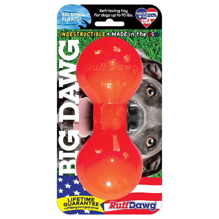 Ruff Dawg Indestructible Big Dawg Barbell Dog Toy Medium Assorted 6" x 2.5" x 2.5"