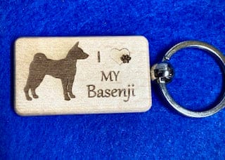 I Love MY Basenji Key Chain (Style #1) - Beech Wood