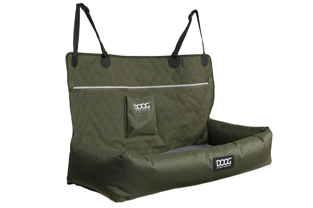 Asiento de coche para mascotas DOOG grande, color verde, 39,5 x 15,6 pulgadas