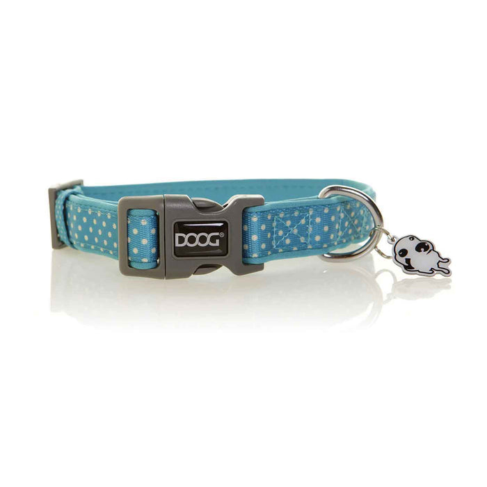 DOOG Neoprene Dog Collar Snoopy Blue/White Polka Dot