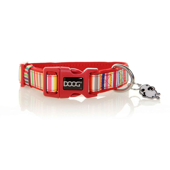 DOOG Neoprene Dog Collar Scooby Red/Rainbow