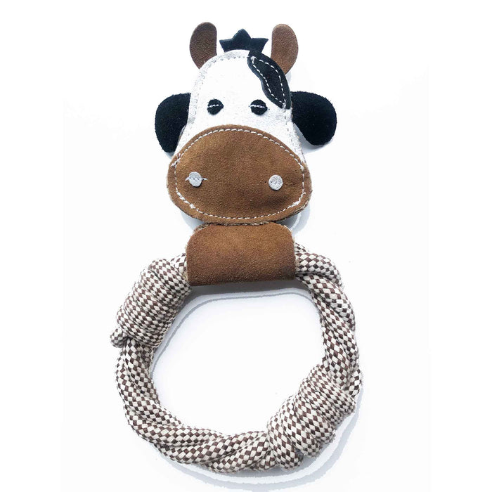 Juguete para perros Country Tails de DOOG con forma de vaca y forma de anillo de cuerda de 5,51" x 1,18" x 9,44"