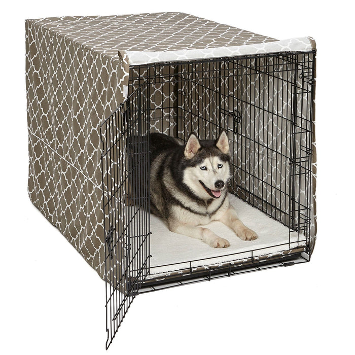 Funda para jaula para perros Covella de Midwest QuietTime Defender, color marrón, 42" x 28" x 30"