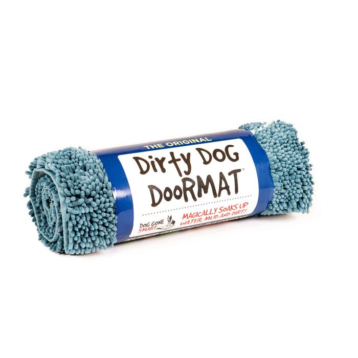 Felpudo para puerta de DGS Pet Products Dirty Dog, color azul Pacífico mediano, 31" x 20" x 2"