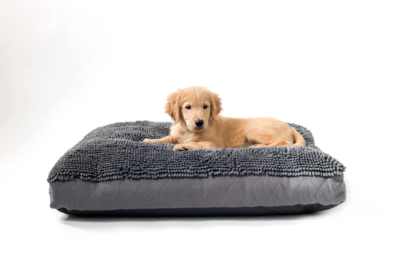 Cama rectangular para perros sucios de DGS Pet Products, color gris frío mediano, 26" x 34" x 4"