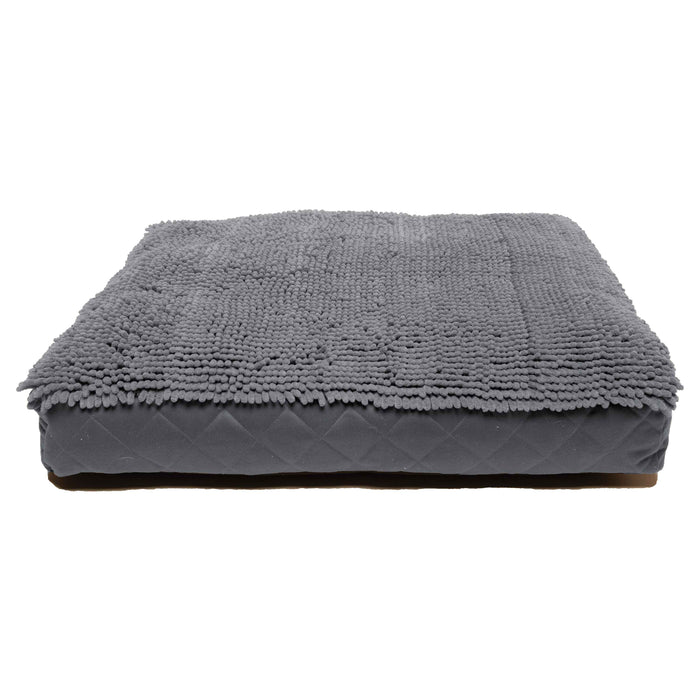 Cama rectangular para perros sucios de DGS Pet Products, color gris frío mediano, 26" x 34" x 4"