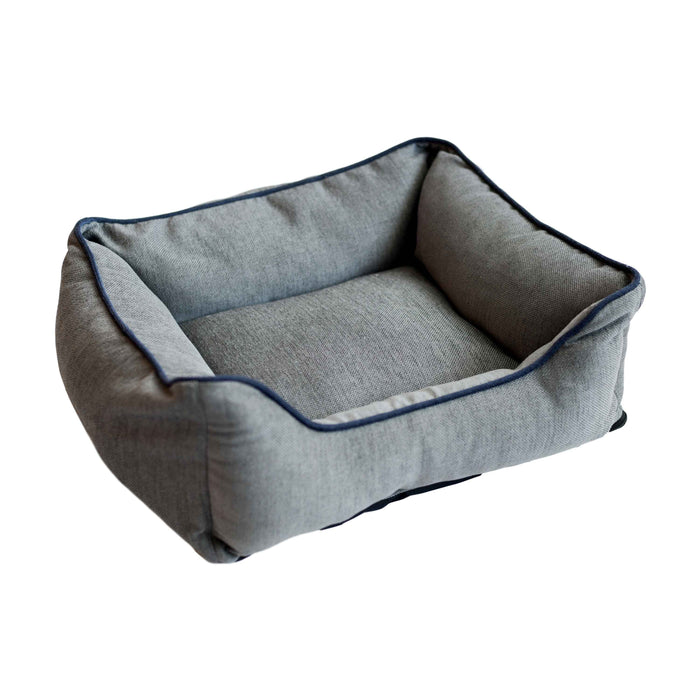 Cama para mascotas DGS Pet Products Repelz-It de chenilla tapizada, gris medio/azul, 26" x 24" x 7,9"