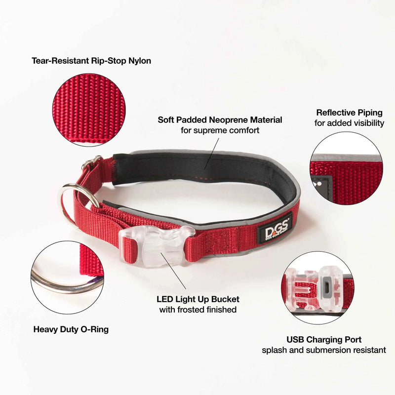 DGS Pet Products Comet Rechargeable Light Up Dog Collar Medium Red 16" - 20" x 0.75"