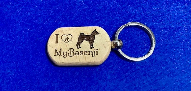 I Love My Basenji Key Chain (Style #2) - Beech Wood