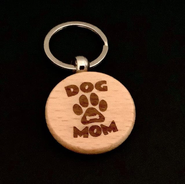 Engraved Dog Mom Wooden Key Chain