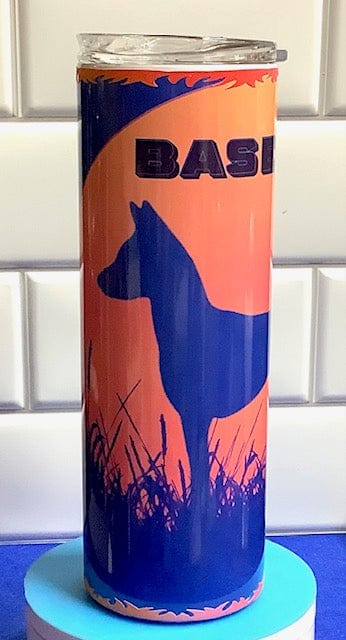 Basenji Tumbler 20oz Blue and Orange Sunset Skinny Tumbler