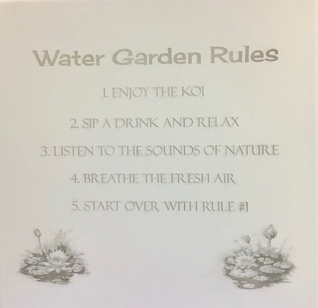 Koi Water Garden Rules  12"x 12" Ceramic