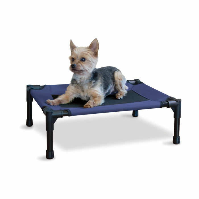 Cama elevada para mascotas original de K&amp;H Pet Products, tamaño pequeño, color azul, 17" x 22" x 7"