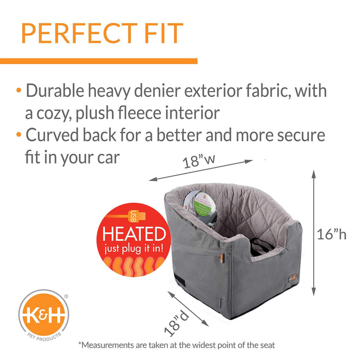 K&H Pet Products Bucket Booster Pet Seat Collapsible Heated Small Gray 18" x 18" x 16"