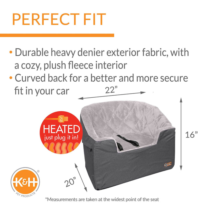 K&H Pet Products Bucket Booster Pet Seat Collapsible Heated Large Gray 22" x 20" x 16"