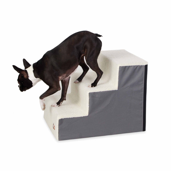 K&amp;H Pet Products - Escaleras para mascotas de 3 escalones, color gris, 21" x 16" x 17"