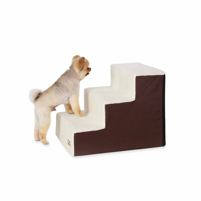 K&amp;H Pet Products - Escaleras para mascotas de 3 escalones, color chocolate, 21" x 16" x 17"