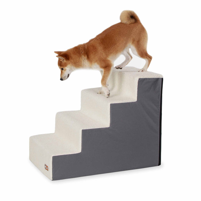 K&amp;H Pet Products - Escaleras para mascotas de 4 escalones, color gris, 28" x 16" x 22"