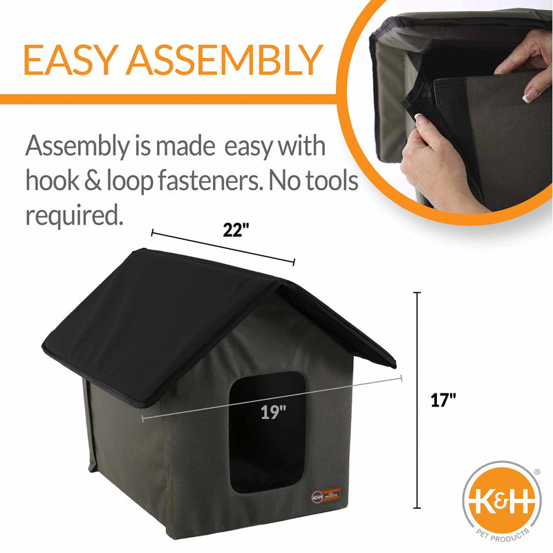 K&H Pet Products Outdoor Kitty House Cat Shelter (Unheated) Olive 19" x 22" x 17"