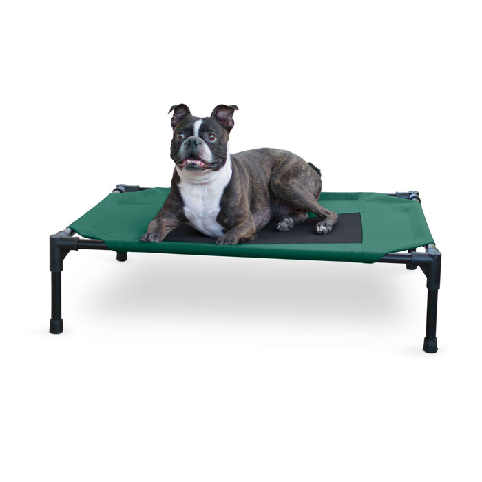 Cama elevada para mascotas Original Pet Cot de K&amp;H Pet Products, color verde mediano y negro, 25" x 32" x 7"