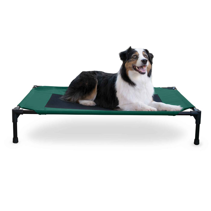 Cama elevada para mascotas original de K&amp;H Pet Products, grande, verde y negra, 30" x 42" x 7"