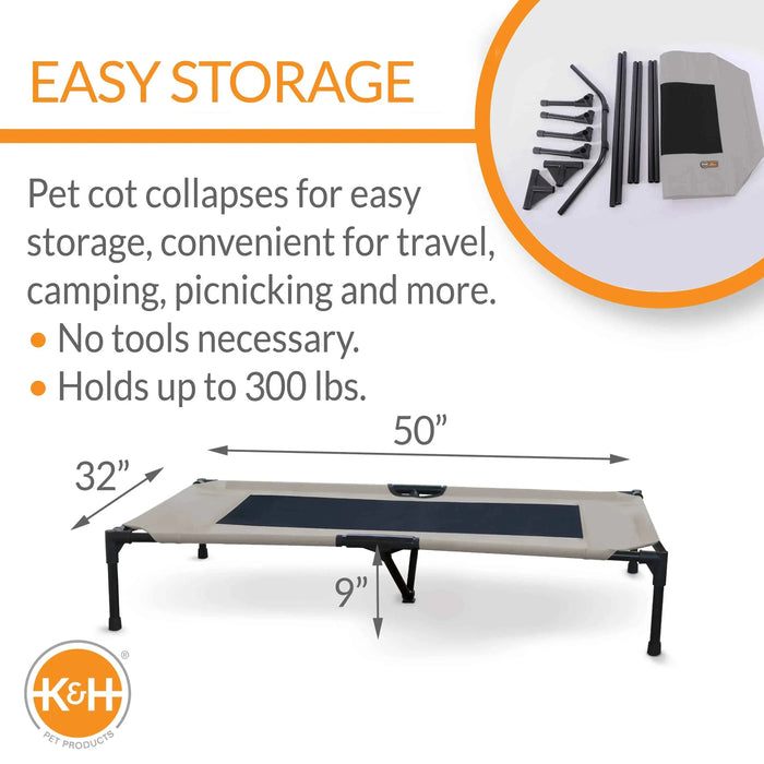 K&H Pet Products Original Pet Cot Elevated Pet Bed Extra Large Taupe/Black 32" x 50" x 9"
