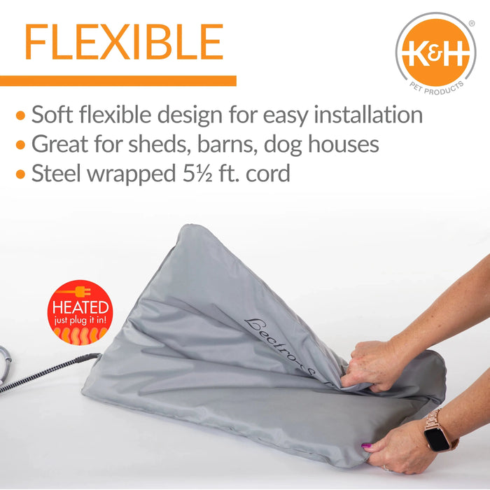 K&H Pet Products Lectro-Soft Outdoor Heated Pet Bed Medium Gray 19" x 24" x 1"