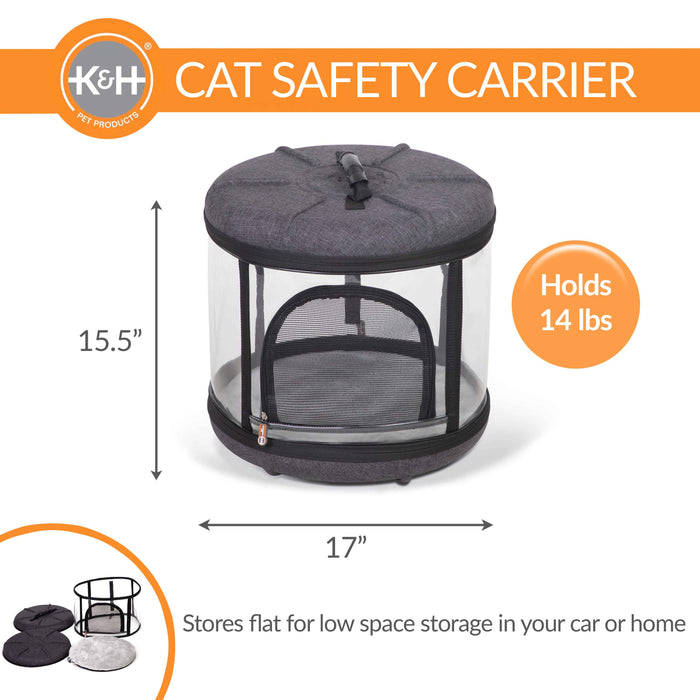 K&amp;H Pet Products Mod Capsule - Transportín blando para gatos, color gris, 17" x 17" x 15,5"