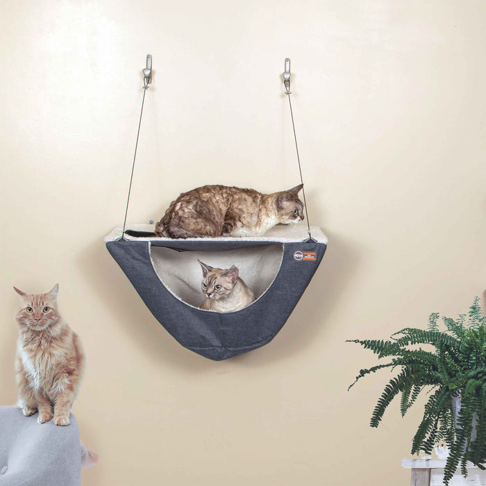 Estante de pared para gatos y hamaca para gatos de K&amp;H Pet Products, estante individual, color gris, 23" x 12" x 31,5"