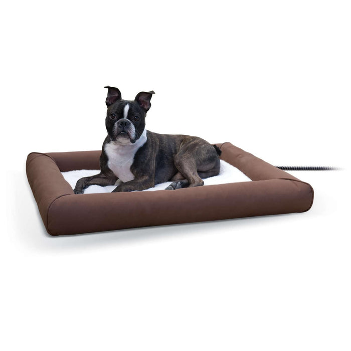 Cama para mascotas con calefacción para exteriores Deluxe Lectro-Soft de K&amp;H Pet Products, marrón medio, 26,5" x 30,5" x 3,5"