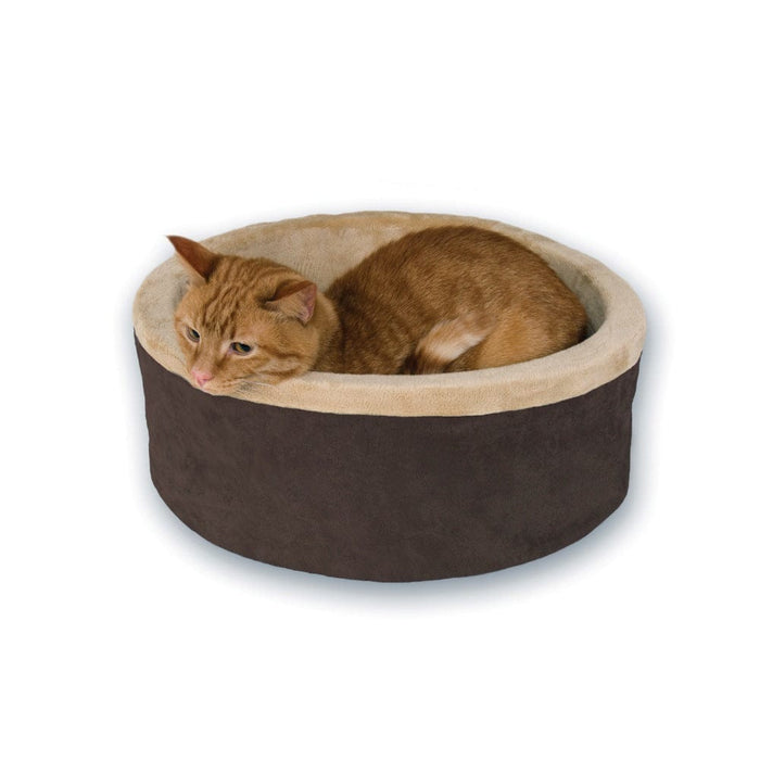 Cama Thermo-Kitty grande para mascotas K&amp;H Pet Products, color moca, 20" x 20" x 6"