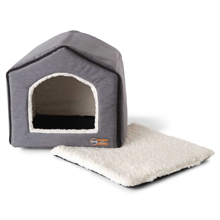 Casa para mascotas de interior K&amp;H Pet Products, color gris, 16" x 15" x 14"