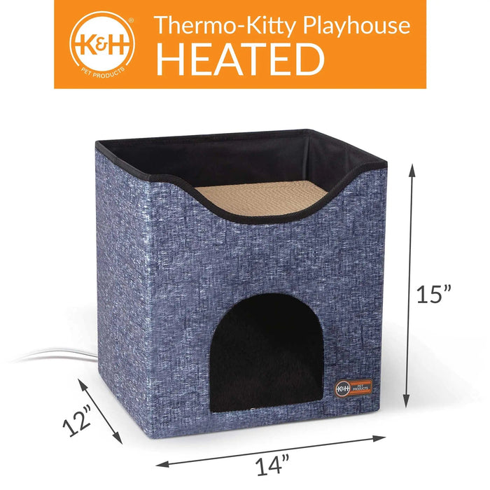 K&H Pet Products Thermo-Kitty Playhouse Navy Blue 14" x 12" x 15"