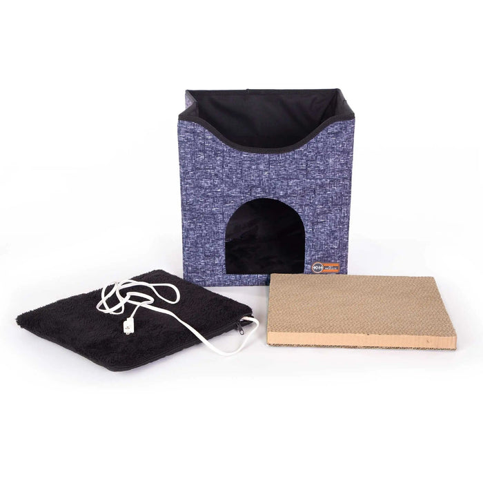 K&H Pet Products Thermo-Kitty Playhouse Navy Blue 14" x 12" x 15"