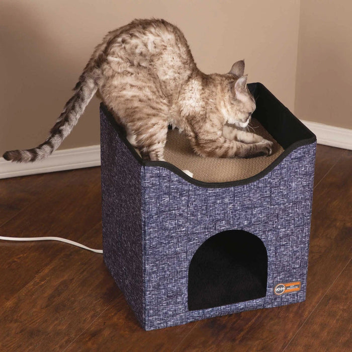 K&H Pet Products Thermo-Kitty Playhouse Navy Blue 14" x 12" x 15"