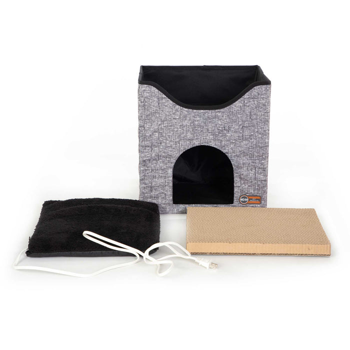 Casita de juegos Thermo-Kitty de K&amp;H Pet Products, color gris, 14" x 12" x 15"